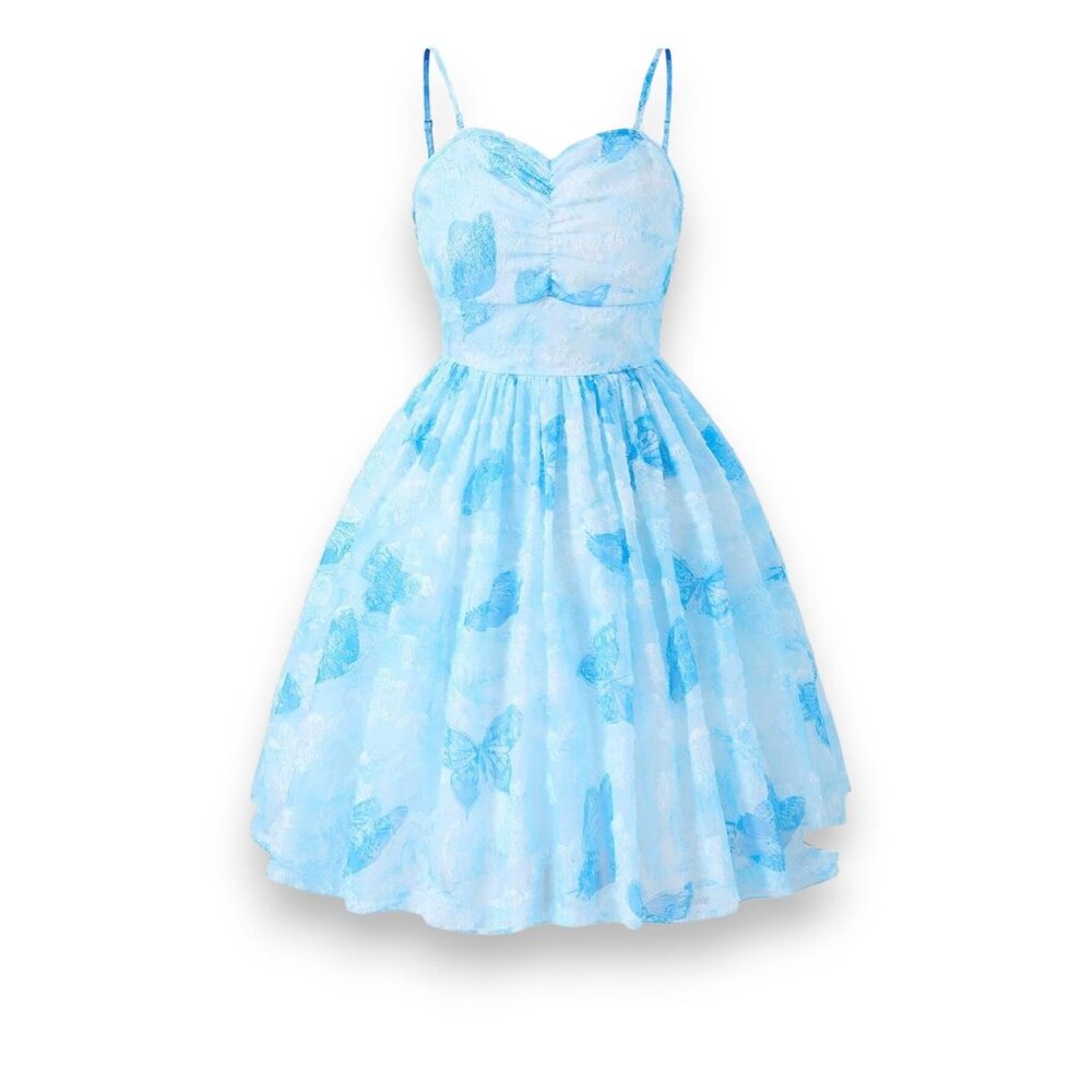 SHEIN Kids Elegant Textured Fabric Spaghetti Strap Vacation Style Dress With Coa - Picture 3 of 9